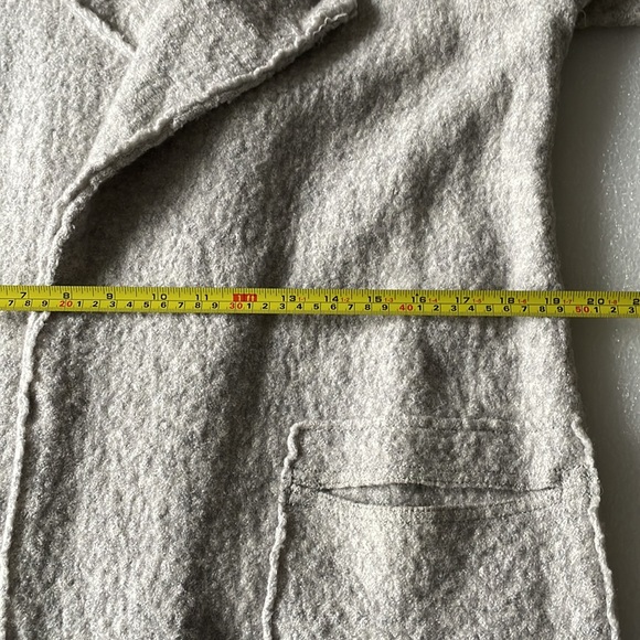 Zara lapel coat large patch pockets 100% wool felt grey knee length Sz M - Picture 7 of 12
